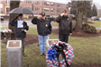 Veterans Bob Markunis, Dick Hynes and Ernest Carruthers pay tribute to Veteran William O. Martello