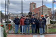 Volunteers hung Christmas wreaths on the 45 Fallen Heroes pedestals on the Veterans Memorial Walkway
