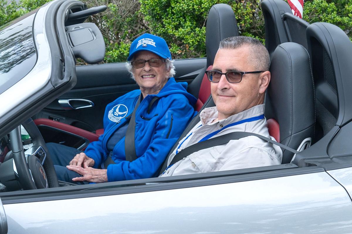 Air Force Veteran Loretta Lopez was driven by Franklin resident Rick Larowe in Memorial Day Parade