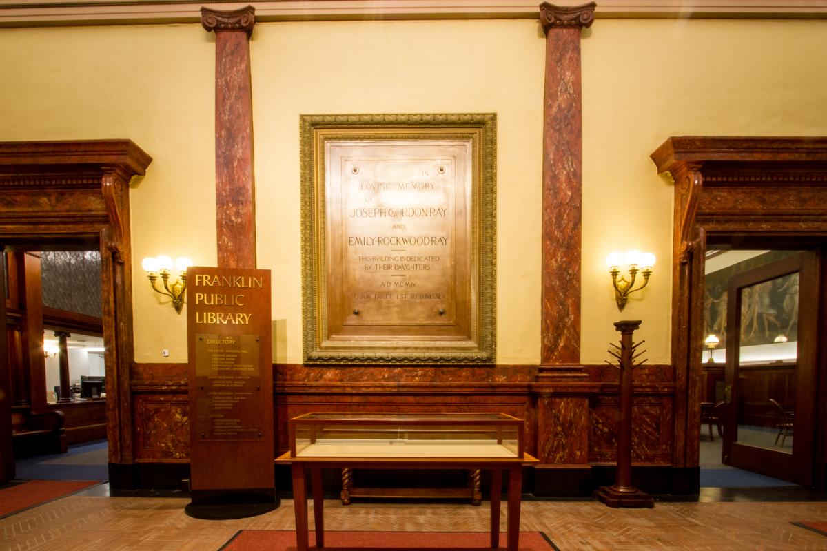 Library Interior Sign - In Loving Memory of Joseph Gordon Ray and Emily Rockwood Ray