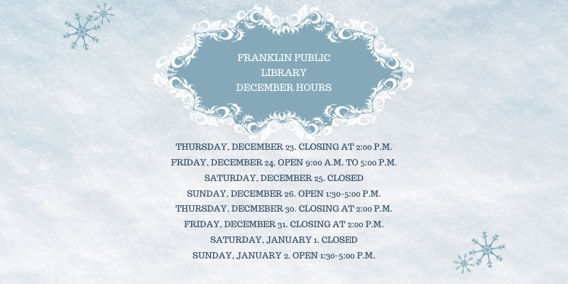 December 2021 Holiday Hours