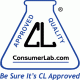 Consumer lab symbol beaker with letters c and L