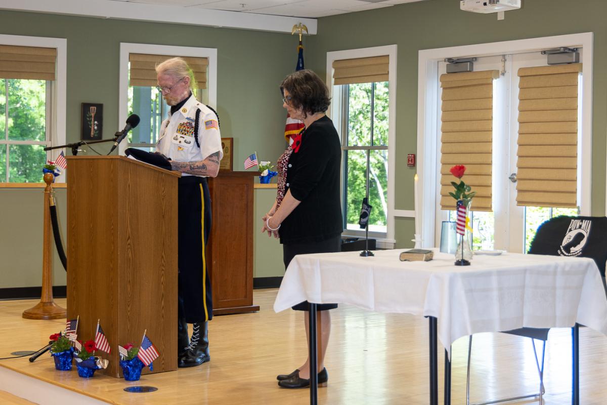 Chaplain Bob Markunis of American Legion Post 75 delivered the invocation at the 2023 Memorial Day Breakfast. (Photo by Linda Rondeau)