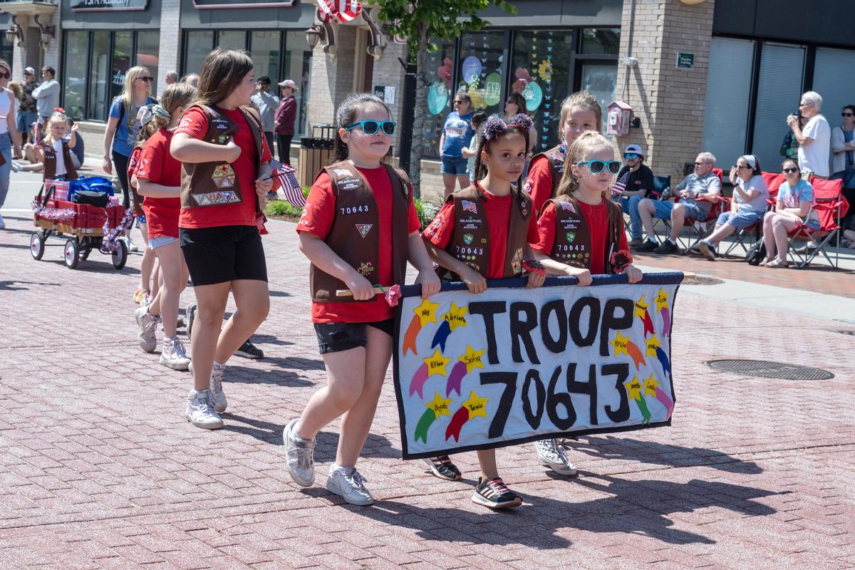 Franklin Brownie Troop 70643 marched in the 2023 Memorial Day Parade