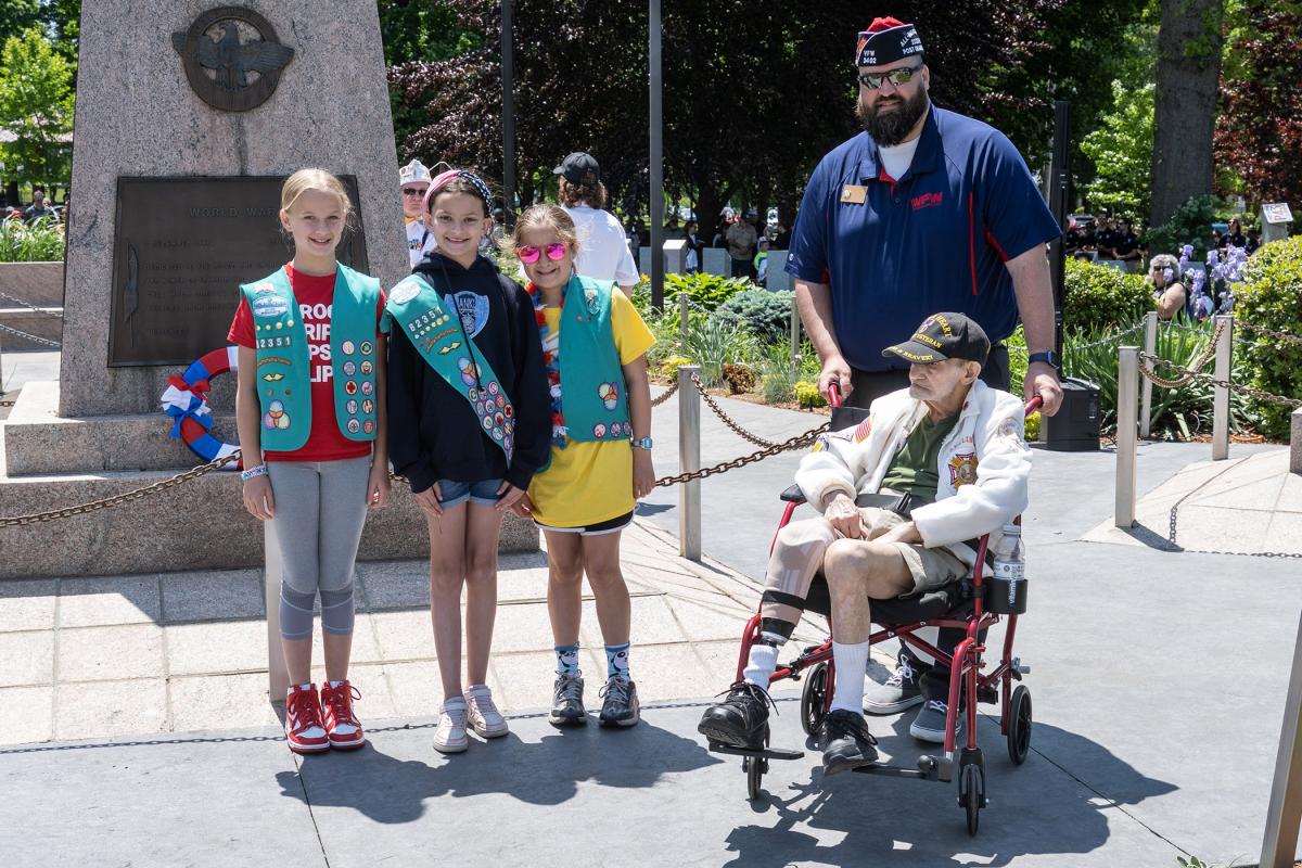 Franklin VFW members Larry Bederian and Ernest Carruthers took part in Memorial Day 2023 activities with Girl Scout Troop 85231       