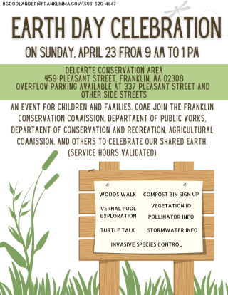 2023 Conservation Earth Day Celebration - Flyer - April 23 from 9:00am to 1:00pm at DelCarte Conservation Area
