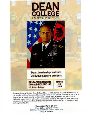 Dean Leadership Institute Presents Brig. General Donald Bolduc '86