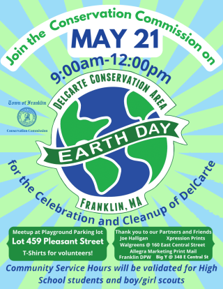 Come join the Franklin Conservation Commission at 459 Pleasant Street to Celebrate the DelCarte Conservation Area on May 21