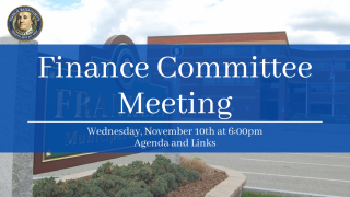Finance Committee Meeting November 10th, 2021 at 6pm