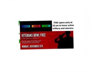 PINZ Honors Vets with Free Bowling on Veterans' Day