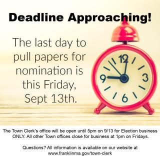 Election Deadline 9/13 