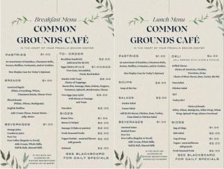 MENU FOR COMMON GROUNDS CAFE